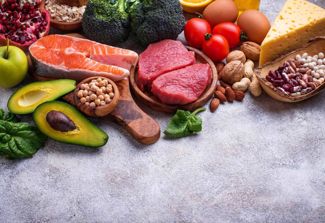 Meat, fish, legumes, nuts and vegetables