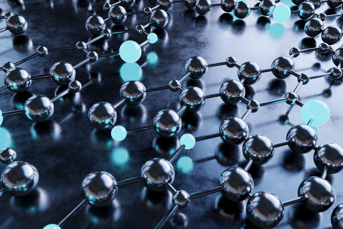 Nanoparticules représentation abstraite sous forme de sphères noires et blanches
