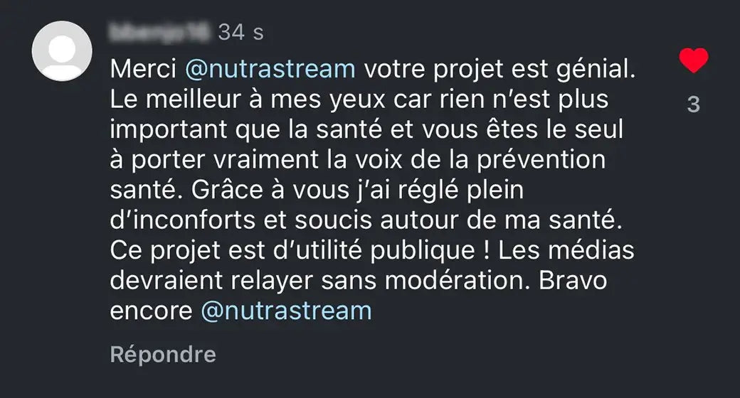Témoignage de la communauté Nutrastream