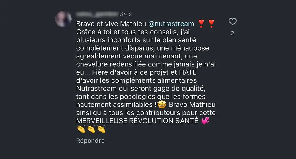 Témoignage d'un personne pour Nutrastream