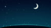 Ciel étoilé paisable avec une demi-lune