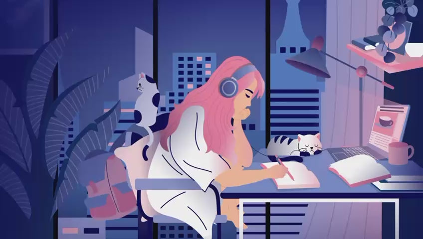 Charger la vidéo : Illustration d'une femme travaillant maglrè la fatigue