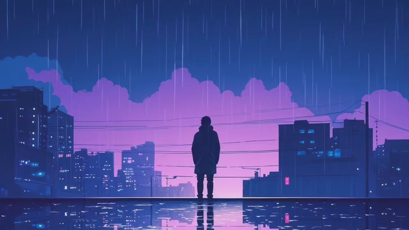 Homme sous la pluie n'ayant pas le moral