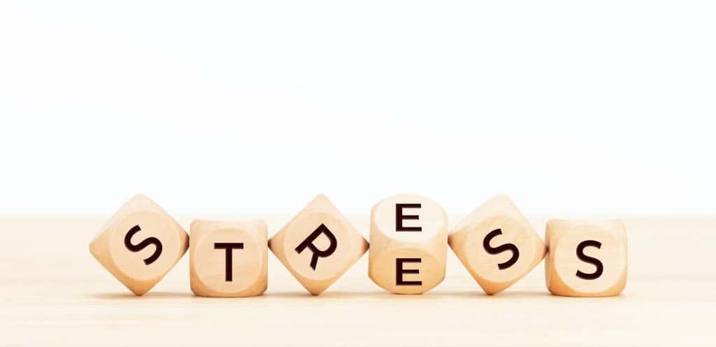 Ces cubes formant le mot stress nous rappellent que ces symptômes sont nombreux