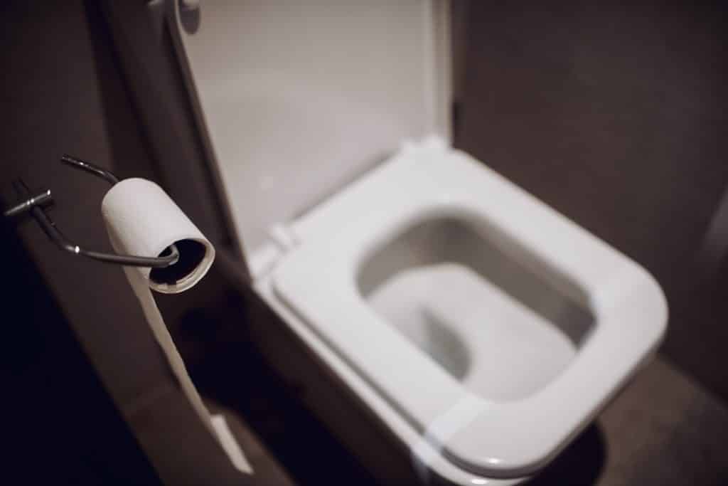 Papier toilette accroché à côté de toilette, lieu fréquemment utilisé ldans le cadre d'une constipation